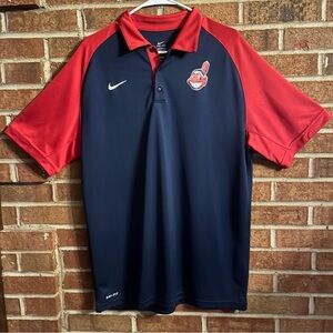 Nike Men L Cleveland Indians Dri-Fit Polo Shirt Authentic MLB Baseball EUC